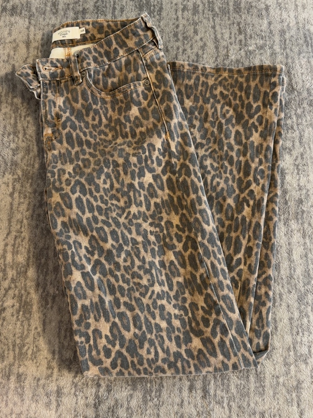 Girls' Leopard Print Jeans in Brown/Black
